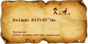 Kolman Alfréda névjegykártya